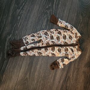 Brown Football Print Baby Onesie